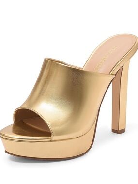 Fergie Metallic Gold Platform Open-Toe Mule